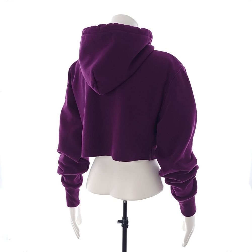 Champion Reverse Weave Purple Hooded Cropped Sweatshirt Womens XS - Picture 5 of 12